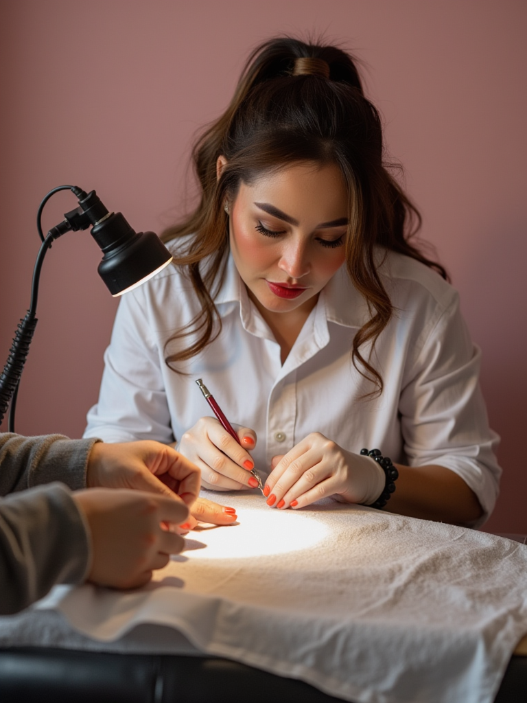 Nail artist at work